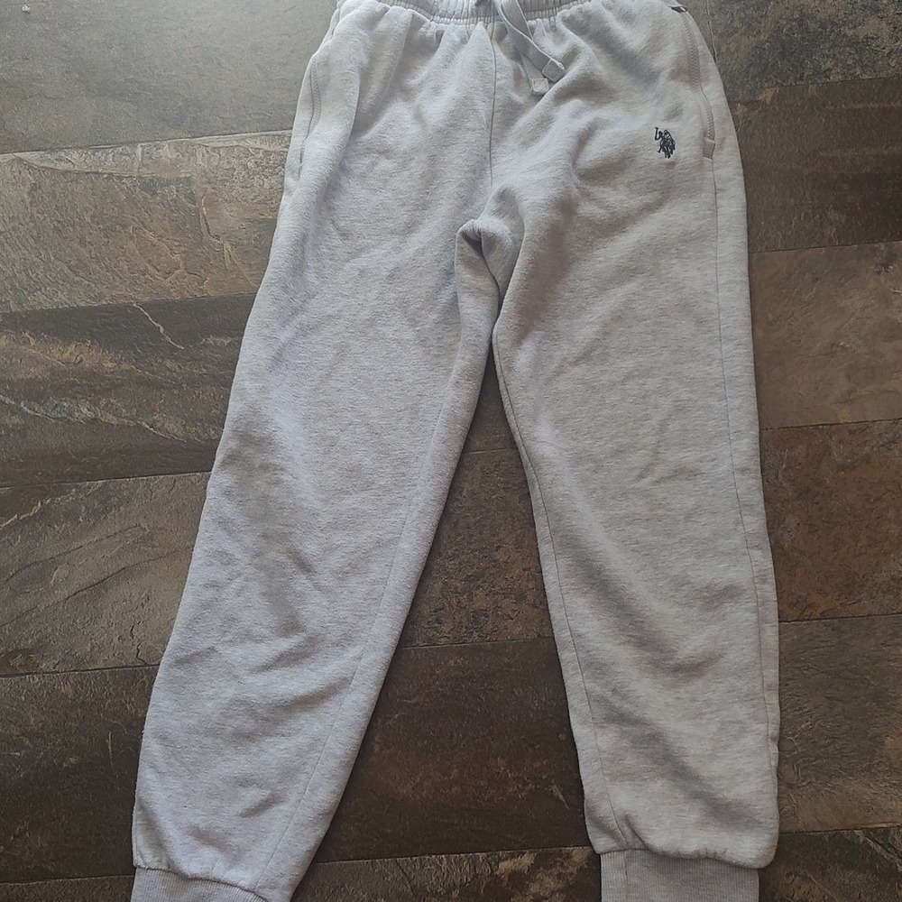U.S. Polo Assn. Sweatpants Kids Large 10-12 Gray Excellent Joggers Fleece Lining